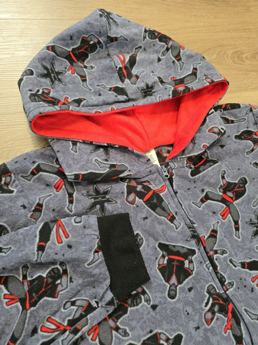 The Children’s Place Ninja Hooded One Piece Pajamas Boys PJS XXL 16 Gray Red